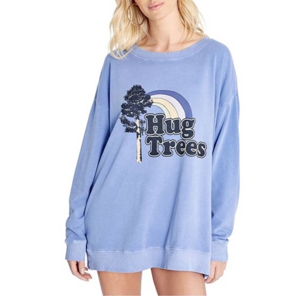 Wildfox Hug Trees Vintage Style Oversized Sweatshirt in Periwinkle / Lavender
